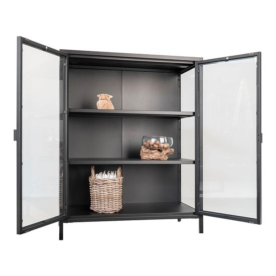 Brisbane Black Metal 2 Door Small Display Cabinet