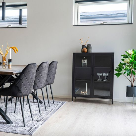 Brisbane Black Metal 2 Door Small Display Cabinet