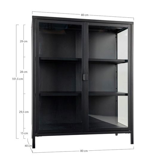 Brisbane Black Metal 2 Door Small Display Cabinet