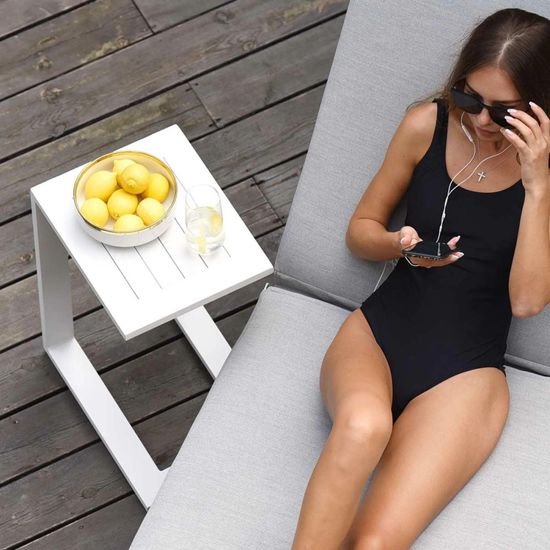 Maze White Aluminium Garden Side Table