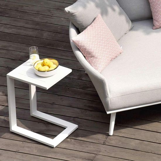 Maze White Aluminium Garden Side Table