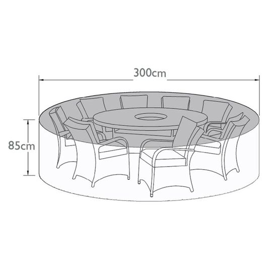 Maze Black Polyester 8 Seater Round Outdoor Dining Set Cover