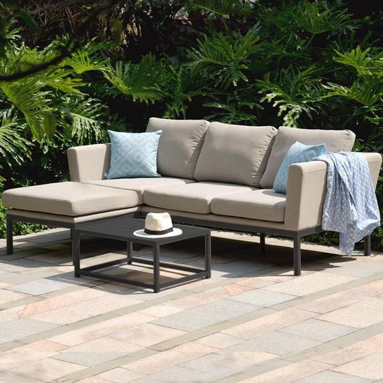 Maze Pulse Oatmeal Aluminium 3 Seater Chaise Garden Sofa Set