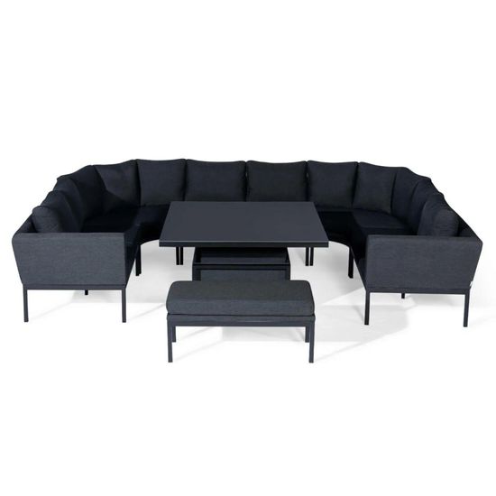 Maze Pulse Charcoal U Shape Rising Table Corner Garden Dining Sofa Set with Bench