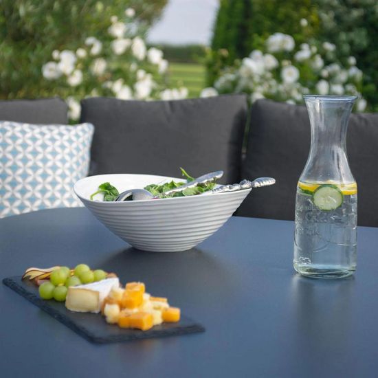 Maze Pulse Charcoal U Shape Rising Table Corner Garden Dining Sofa Set with Bench