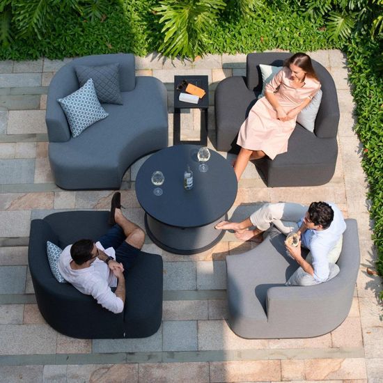 Maze Snug Lifestyle Suite Charcoal Sofa Garden Daybeds with Rising Table