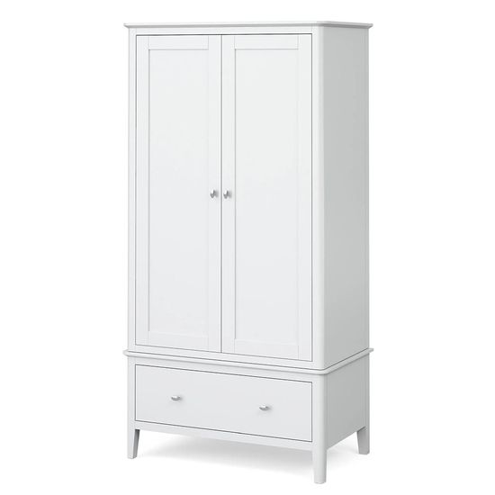 Hampstead White 2 Door 1 Drawer Double Wardrobe
