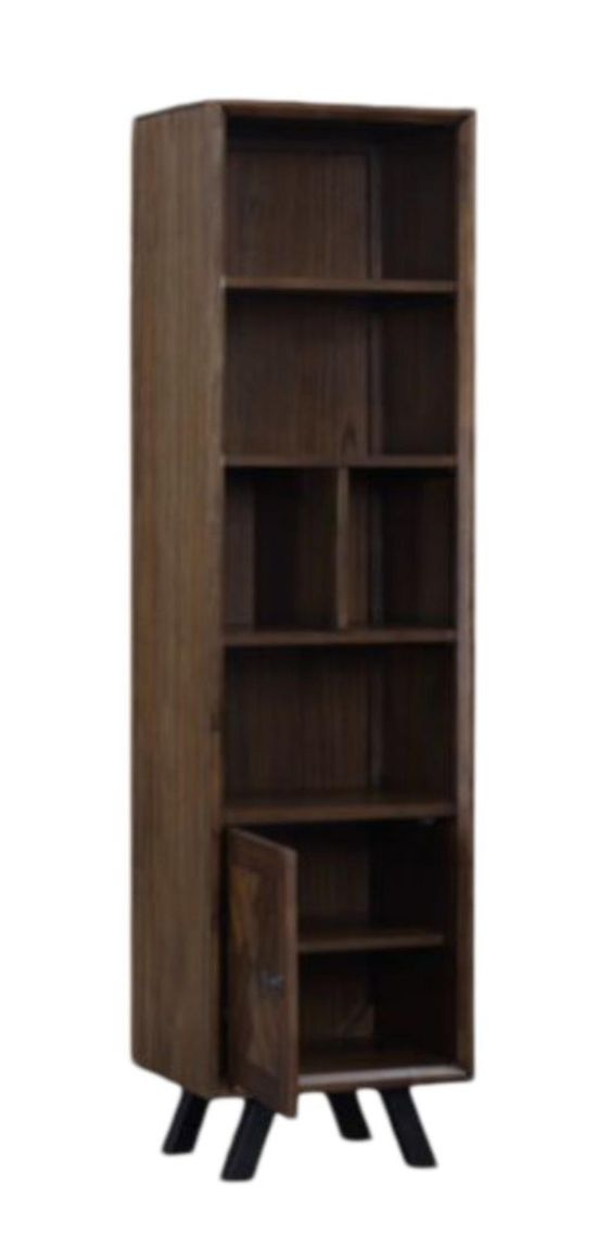 Nevada Parquet Style Wooden Narrow Bookcase with Cupboard