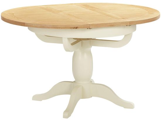 Lundy Ivory Painted 4-6 Seater Oval Extending Dining Table - Pedestal Base