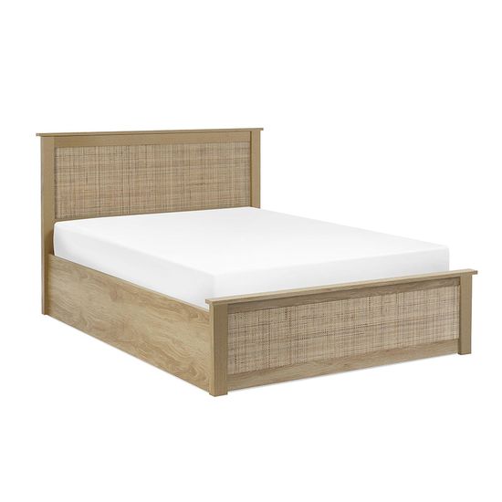 Padstow Oak and Rattan Ottoman Bed - Sizes Available