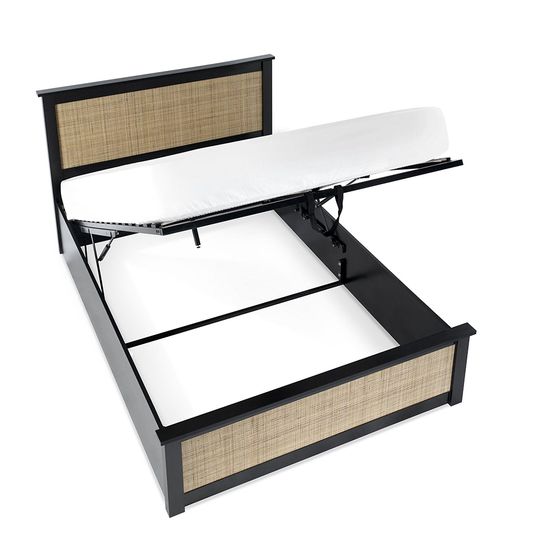 Padstow Black and Rattan Ottoman Bed - Sizes Available