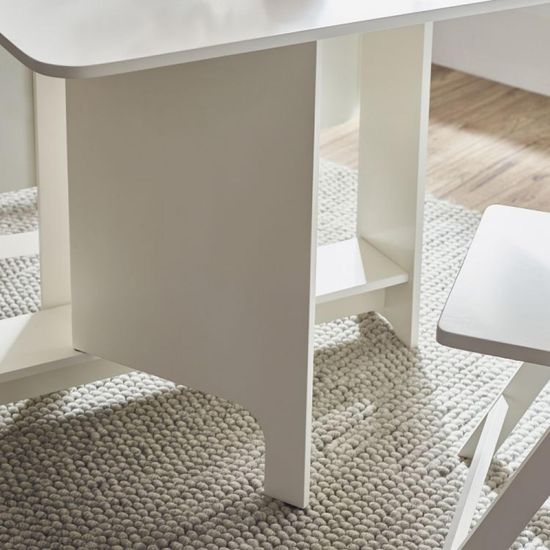 Gatan Gateleg White 2 Seater Dining Set with 2 Chairs