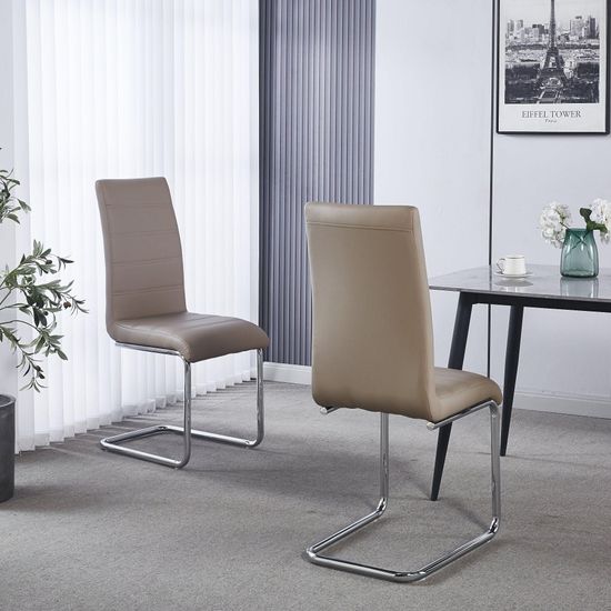 Roma Beige Faux Leather Dining Chair and Chrome Cantilever Base