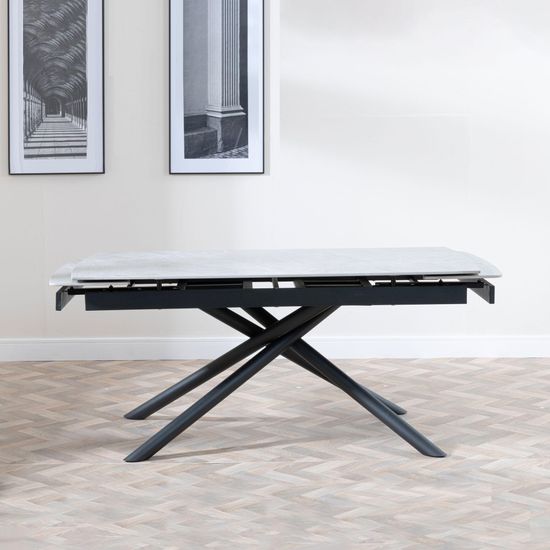 Apollo 6-8 Seater White Ceramic Extending Dining Table with Black Base - 160cm-220cm