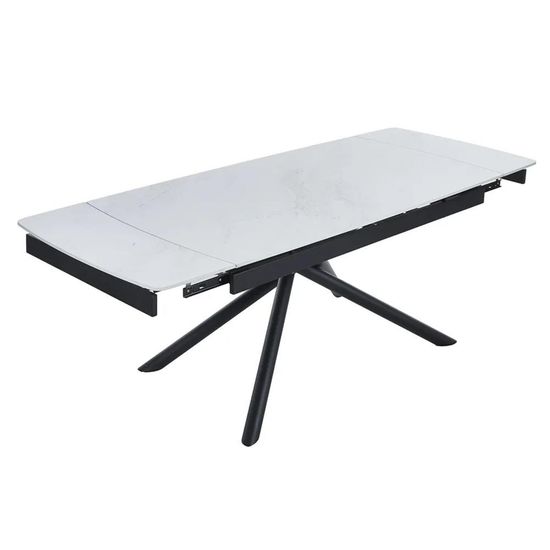 Apollo 6-8 Seater White Ceramic Extending Dining Table with Black Base - 160cm-220cm