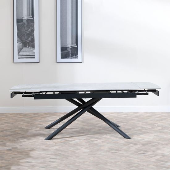 Apollo 6-8 Seater Grey Ceramic Extending Dining Table with Black Base - 160cm-220cm
