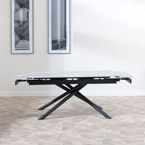 Apollo 6-8 Seater Grey Ceramic Extending Dining Table with Black Base - 160cm-220cm