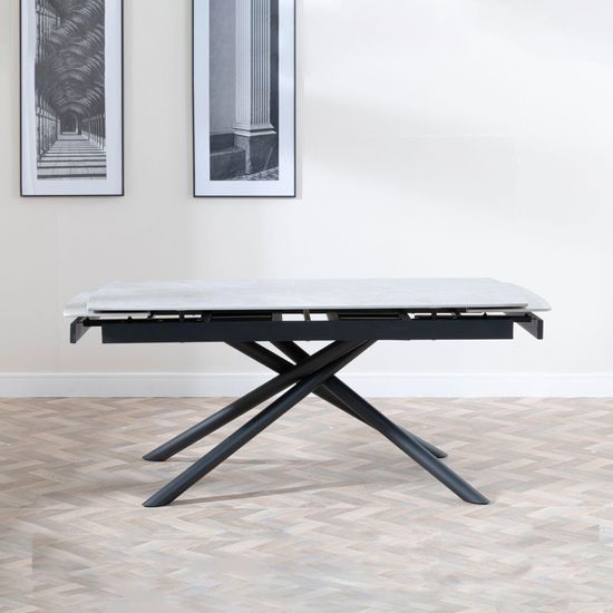 Apollo 6-8 Seater Grey Ceramic Extending Dining Table with Black Base - 160cm-220cm