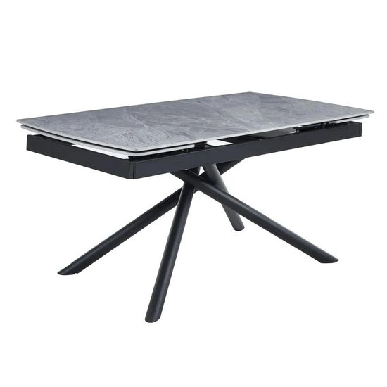 Apollo 6-8 Seater Grey Ceramic Extending Dining Table with Black Base - 160cm-220cm