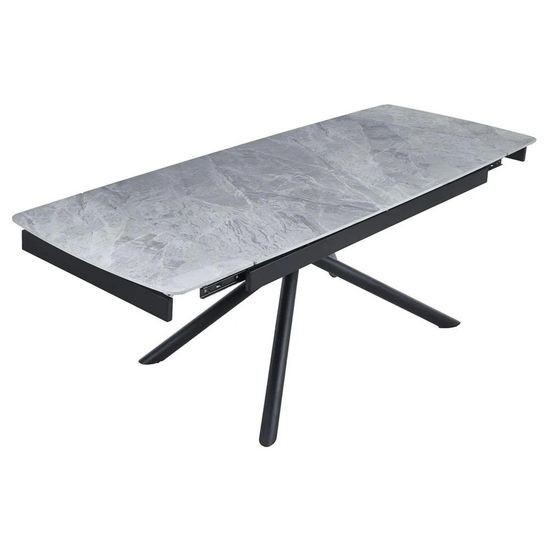 Apollo 6-8 Seater Grey Ceramic Extending Dining Table with Black Base - 160cm-220cm