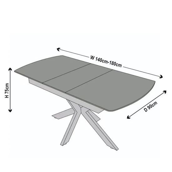 Bari 6-8 Seater White Ceramic Extending Dining Table with Black Star Base - 140cm-180cm