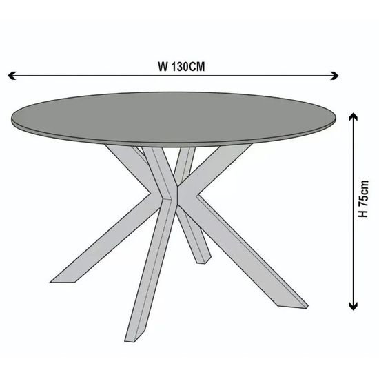 Novara 4 Seater White Ceramic Round Dining Table with Black Star Base - 130cm
