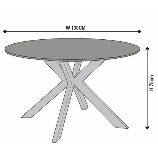 Novara 4 Seater Grey Ceramic Round Dining Table with Black Star Base - 130cm