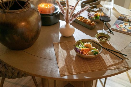 Mindy Brownes Tambour Beige Round Table