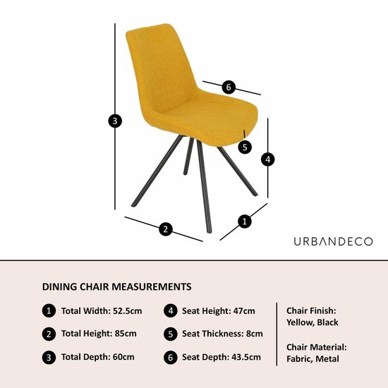 Boden Yellow Fabric Swivel Dining Chair with Black Legs