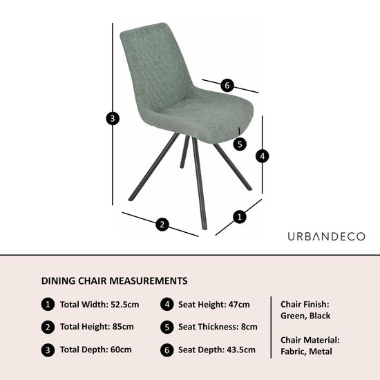 Boden Green Fabric Swivel Dining Chair with Black Legs