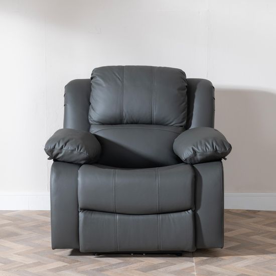 London Grey Leather Recliner Armchair