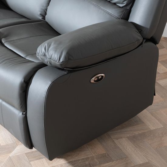 London Grey Leather 2 Seater Recliner Sofa