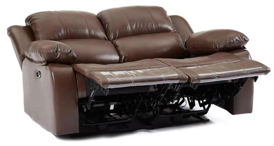 London Brown Leather 2 Seater Recliner Sofa