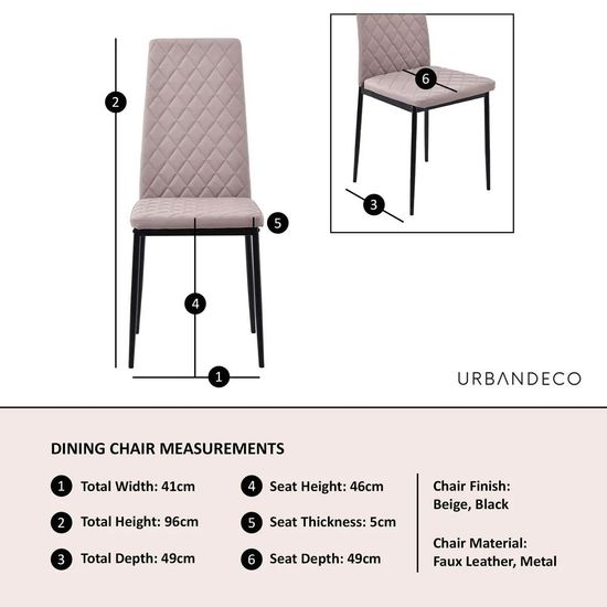 Clearance - Metro Dining Chairs in Beige Colour Leather and Black Metal Legs