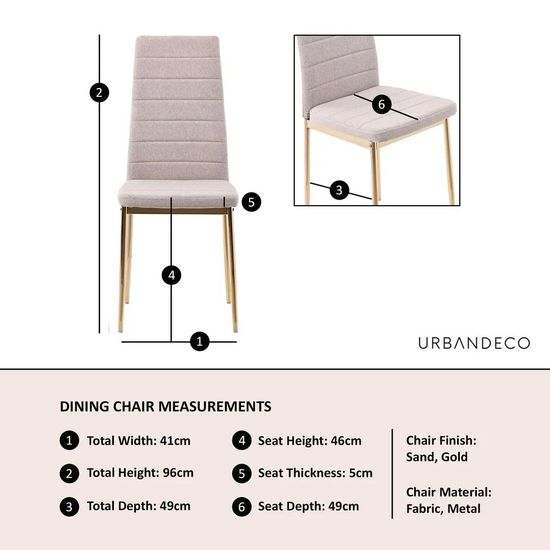Clearance - Lido Dining Chair in Sand Colour Fabric with Gold Legs