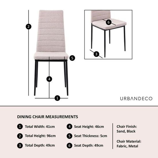 Clearance - Lido Dining Chair in Sand Colour Fabric with Black Legs