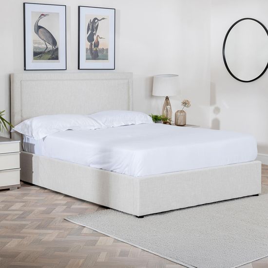 Sutton Natural Fabric 5ft King Size Ottoman Storage Bed