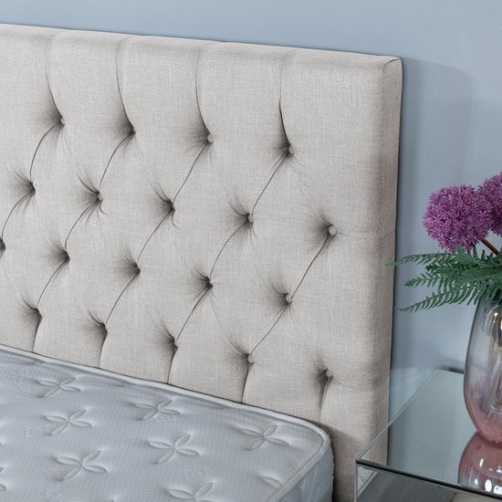 Sandra Oatmeal Fabric 5ft King Size Ottoman Storage Bed