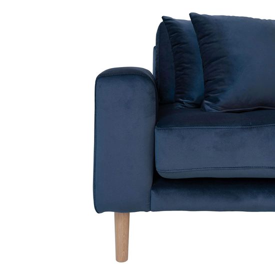 Lido Blue Fabric Lounge Sofa with Natural Legs - RHF