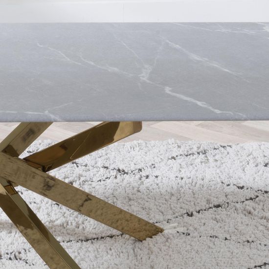 Clearance - Chopstick Grey Glass Coffee Table with Gold Metal Legs