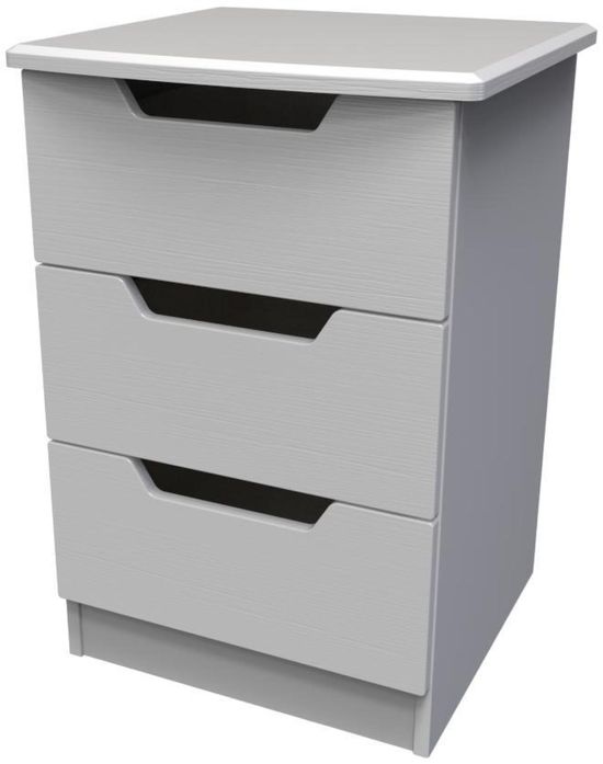 Bella Grey Ash 3 Drawer Bedside Cabinet