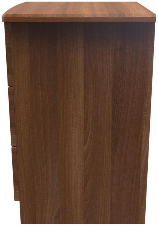 Bella Walnut Effect 3 Drawer Bedside Cabinet