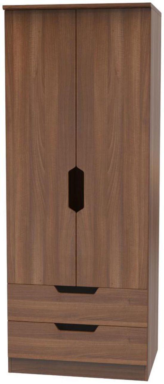 Bella Walnut Effect 2 Door 2 Drawer Double Wardrobe
