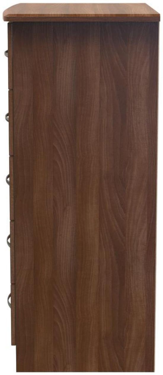 Eve Walnut Effect 5 Drawer Chest