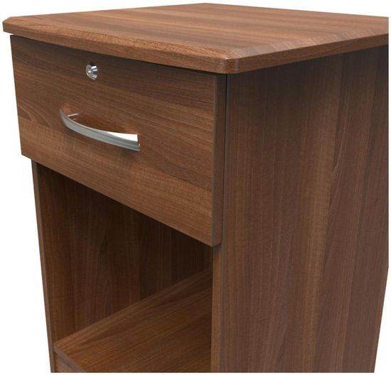 Eve Walnut Effect 1 Drawer Bedside Table with Lock