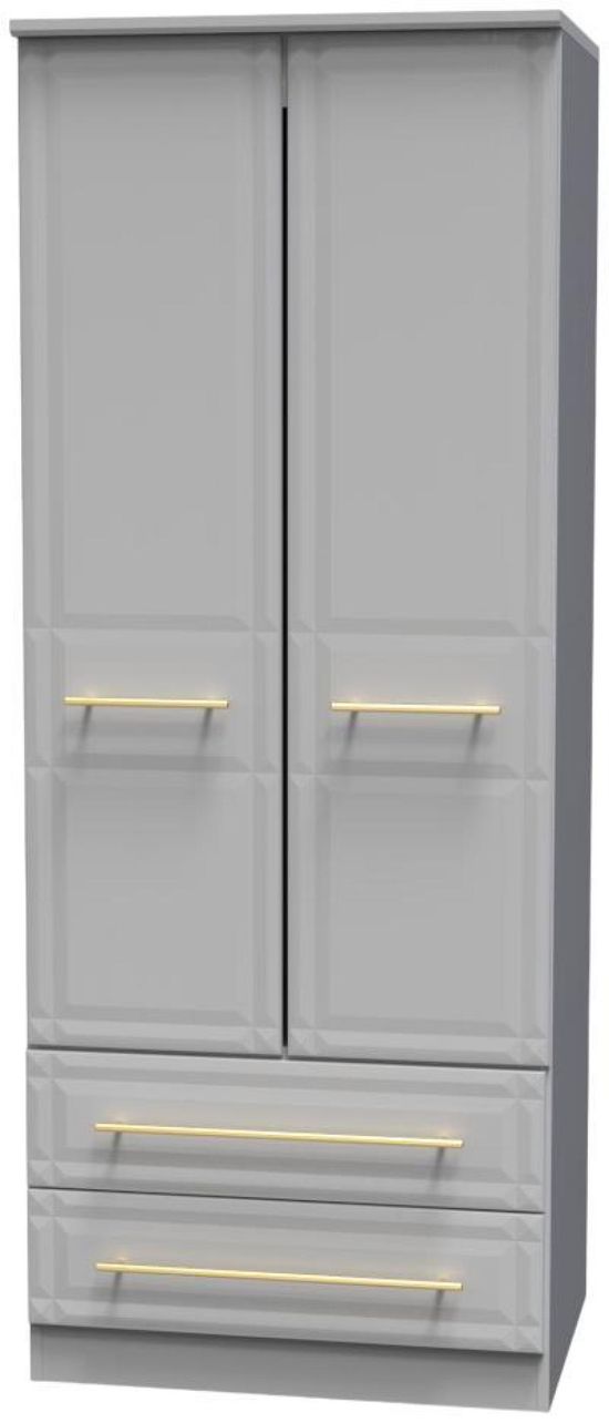 Faye Grey Ash 2 Door 2 Drawer Double Wardrobe