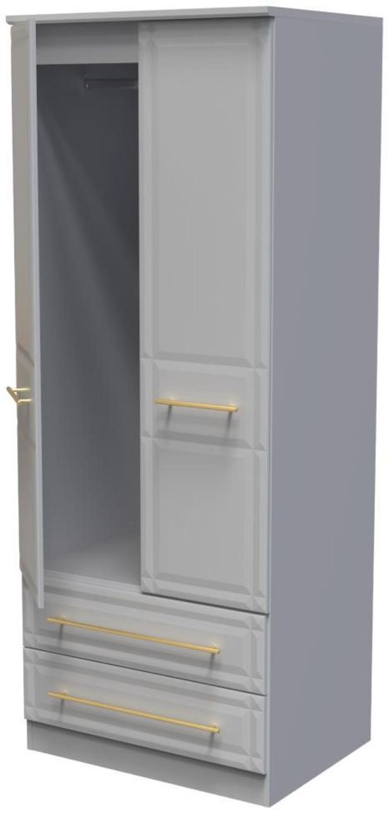 Faye Grey Ash 2 Door 2 Drawer Double Wardrobe