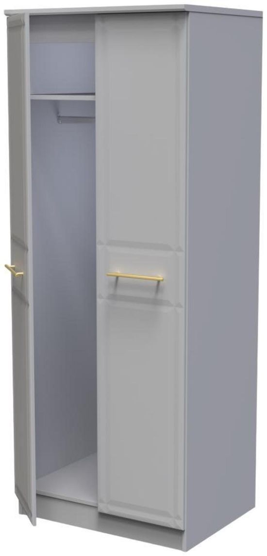 Faye Grey 2 Door Plain Tall Wardrobe