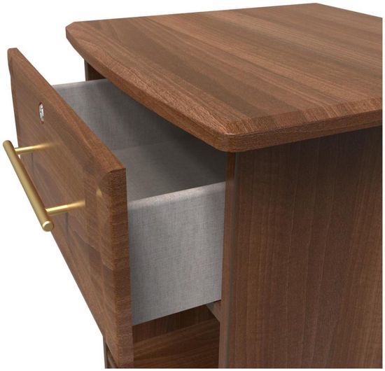 Faye Walnut Effect 1 Drawer Bedside Table with Lock
