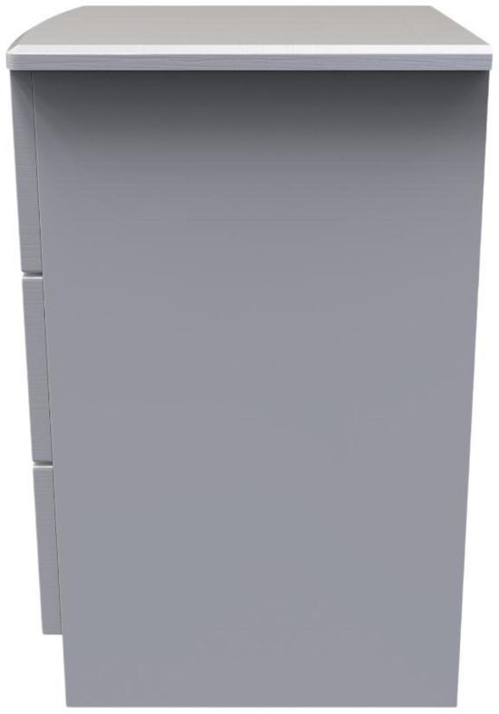 Flora Grey Ash 3 Drawer Bedside Cabinet
